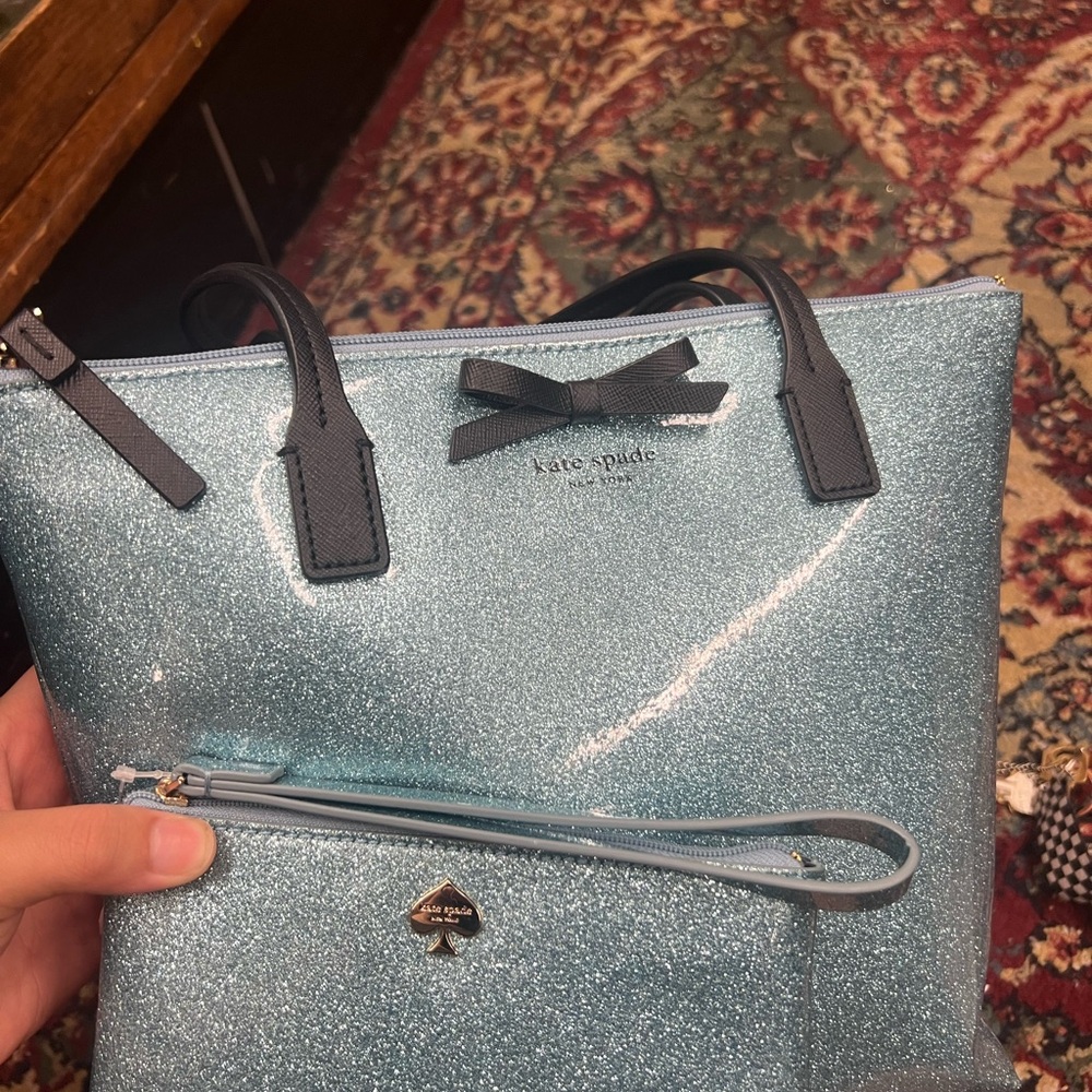 Kate Spade Blue Glitter Tote Bag